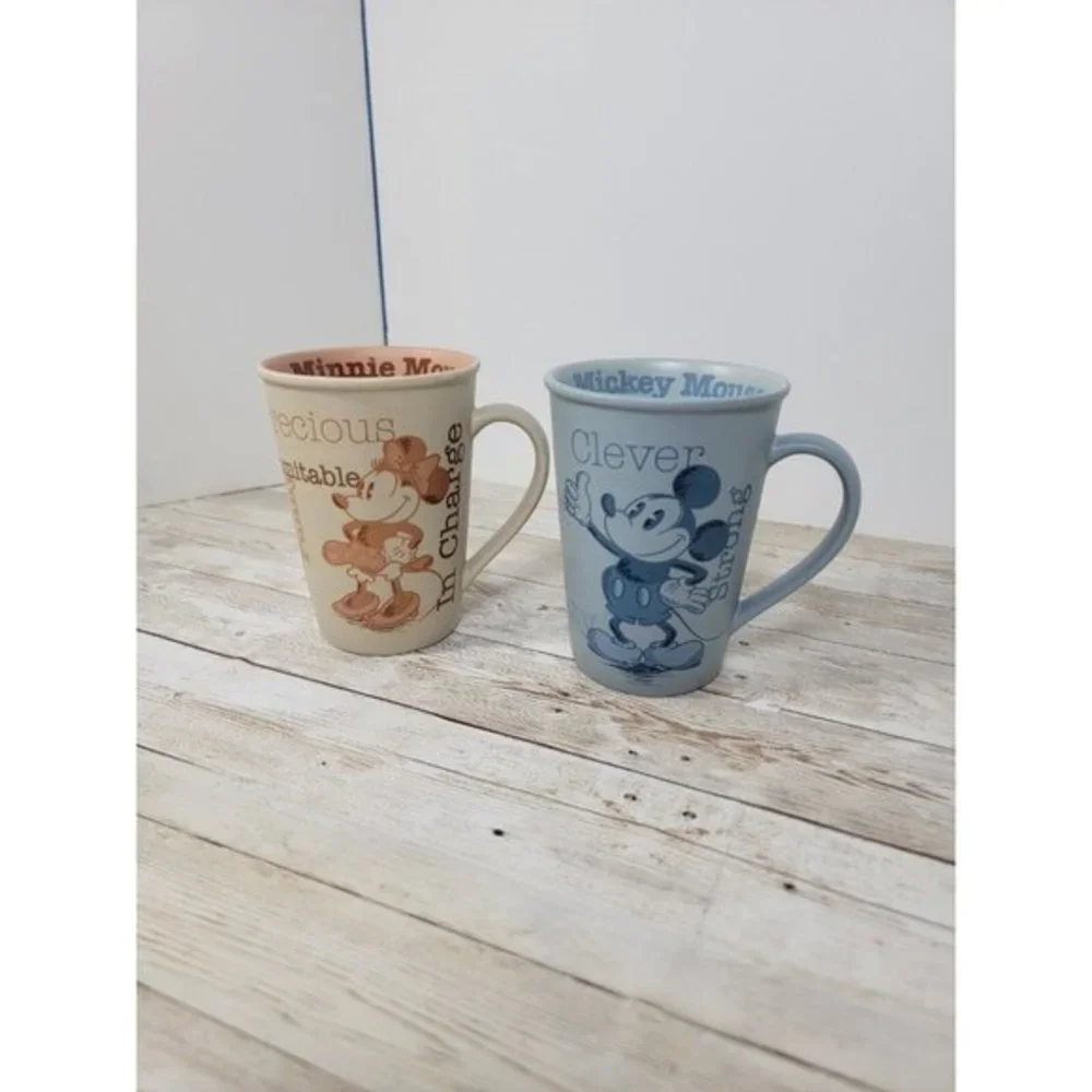 The‎ Disney Store Mugs Mickey and Minnie Sweet Smart Matching Mugs Orange Blue
